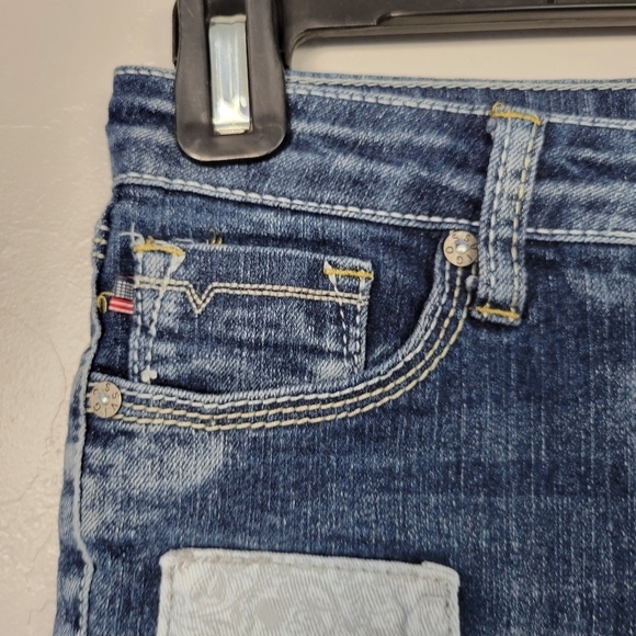 Vigoss The Jagger Bermuda Shorts Girl Sz 10 Medium Wash Patchwork Grey Floral - Picture 3 of 7